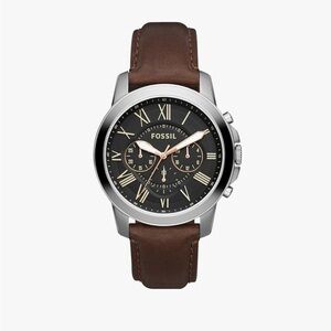 Fossil Grant Quartz Stainless Steel and Leather Chronograph Watch